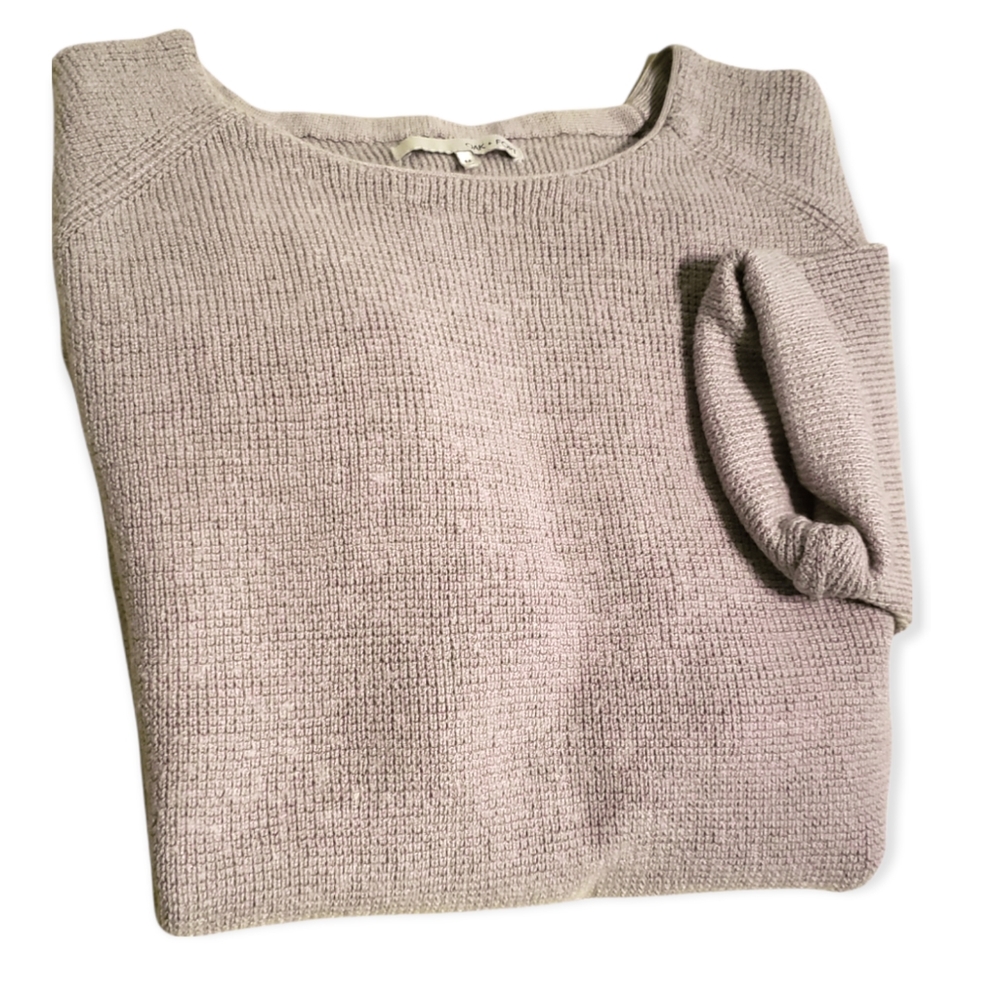 OAK + FORT grey pullover sweater with curved hem